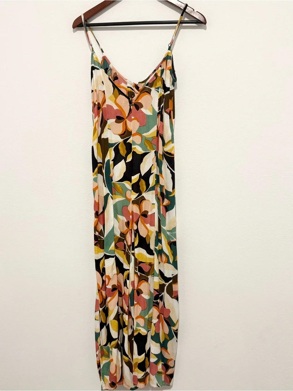 O'Neill Candice Jumpsuit Wide Leg Cropped Lightweight Tropical Print Medium